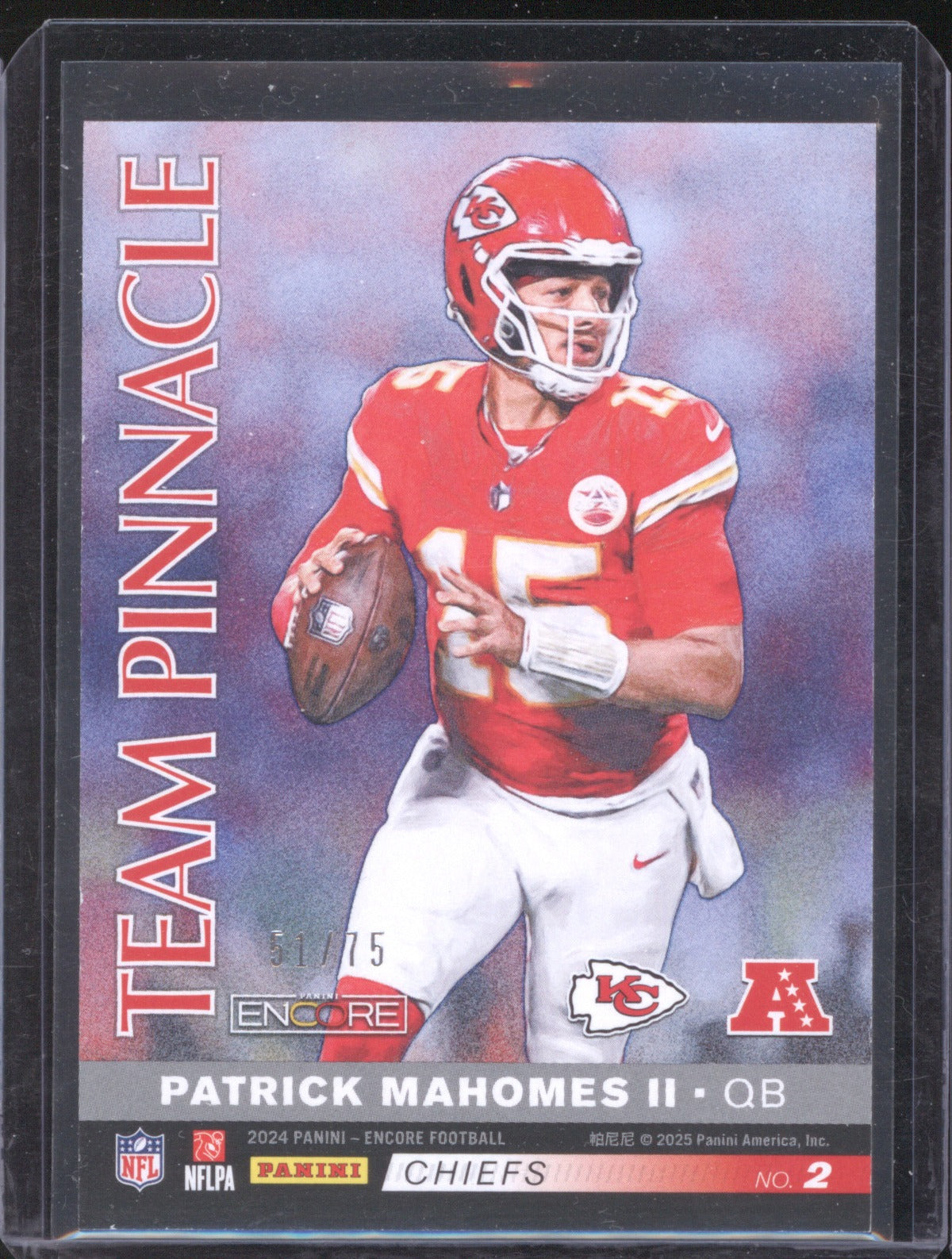 Patrick Mahomes II & Brock Purdy 2024 Panini Encore Football 2 Team Pinnacle /75