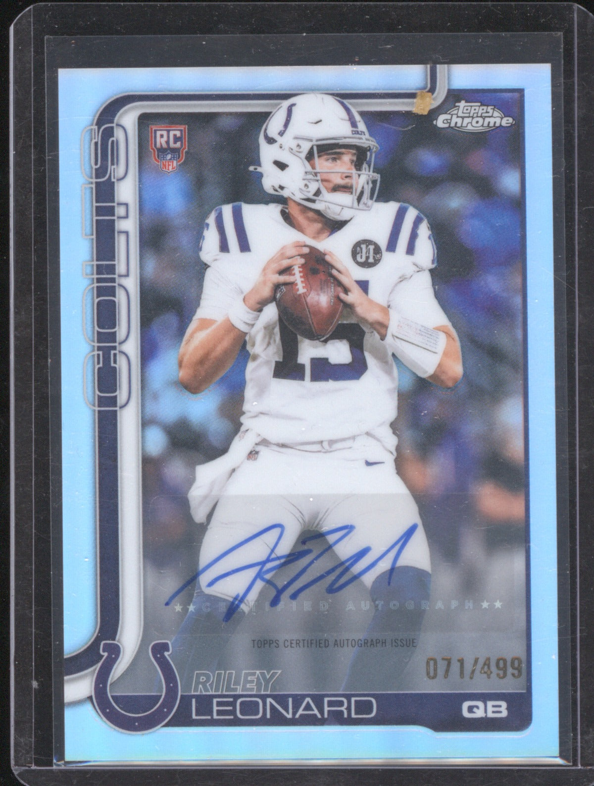 2025 Topps Chrome Riley Leonard #RA-RL Rookie Autograph Refractor /499 Colts