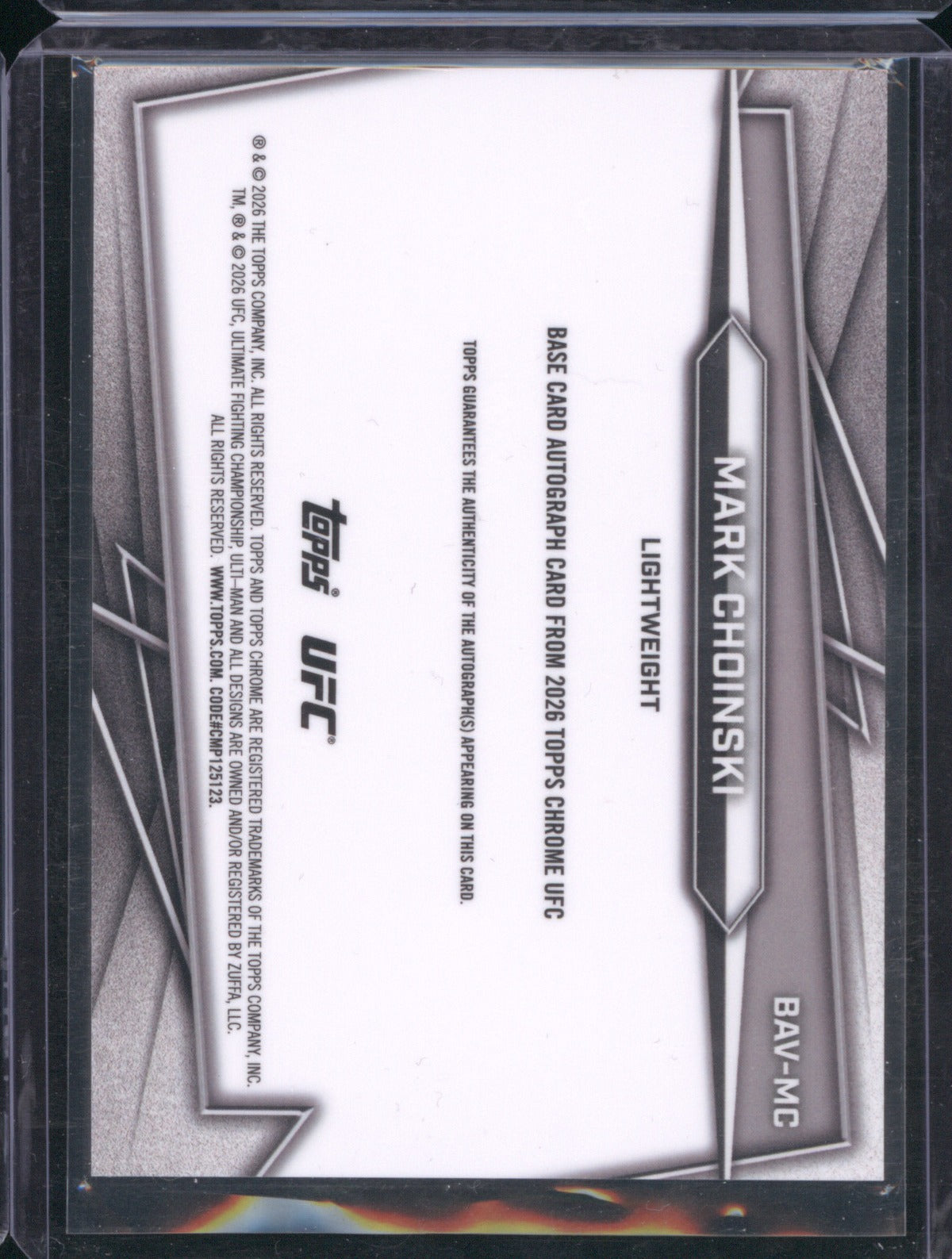 2026 Topps Chrome UFC Mark Choinski Autograph #BAV-MC