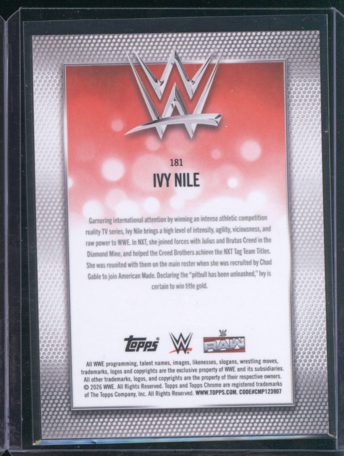 2026 Topps Chrome WWE Ivy Nile #181 Orange Mini Diamond Refractor /25