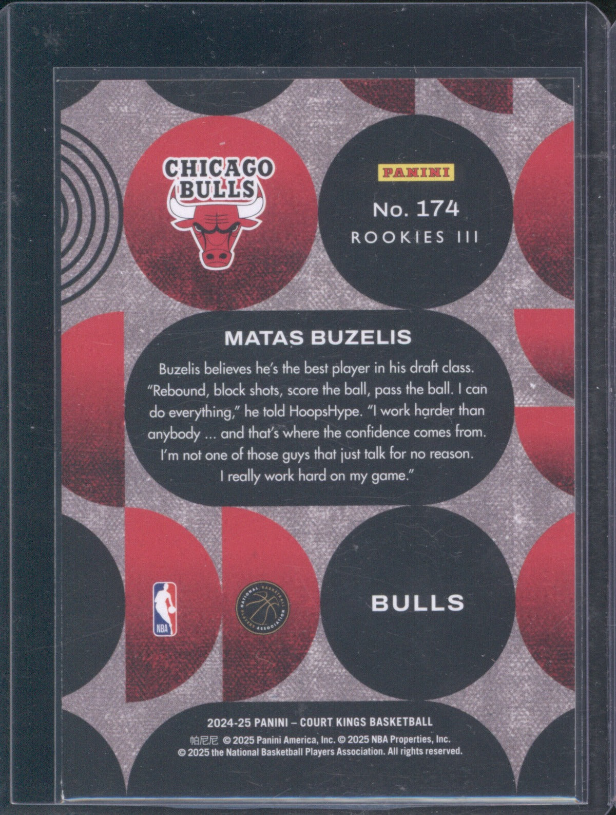 Matas Buzelis 2024 Panini Court Kings #174 Rookies III (RC)