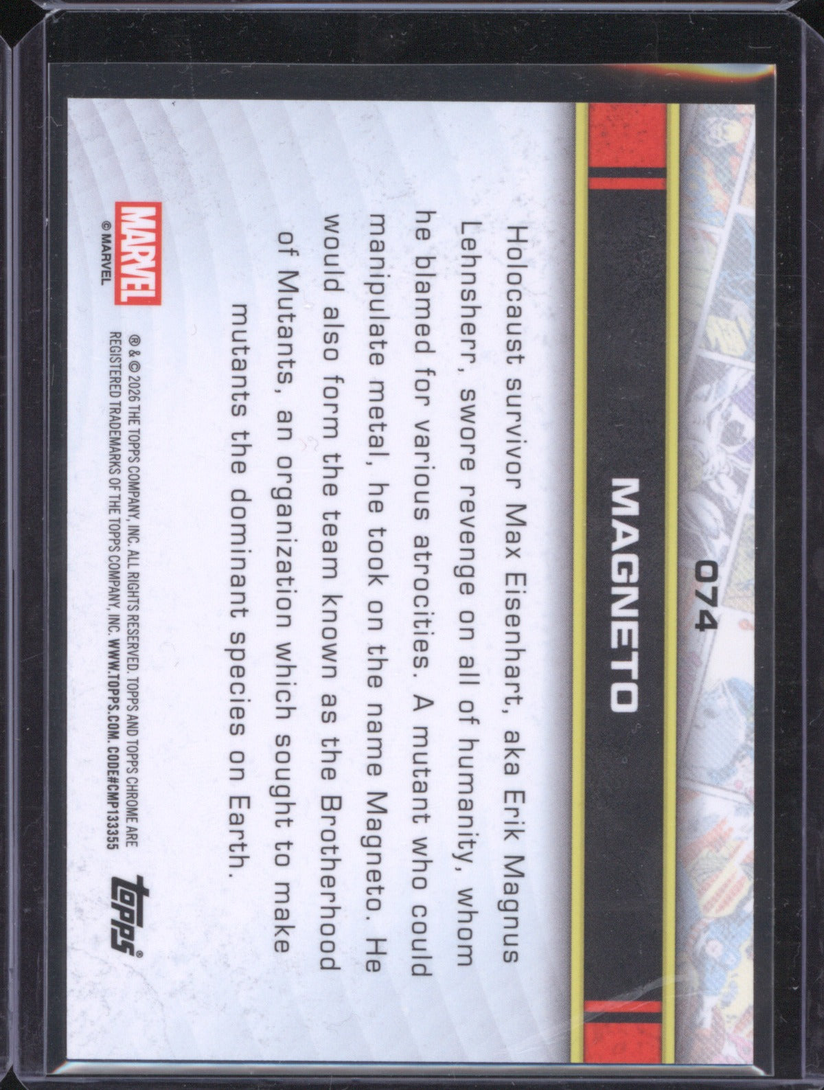 Magneto 2026 Topps Chrome Marvel Comics #74 Black Refractor /10
