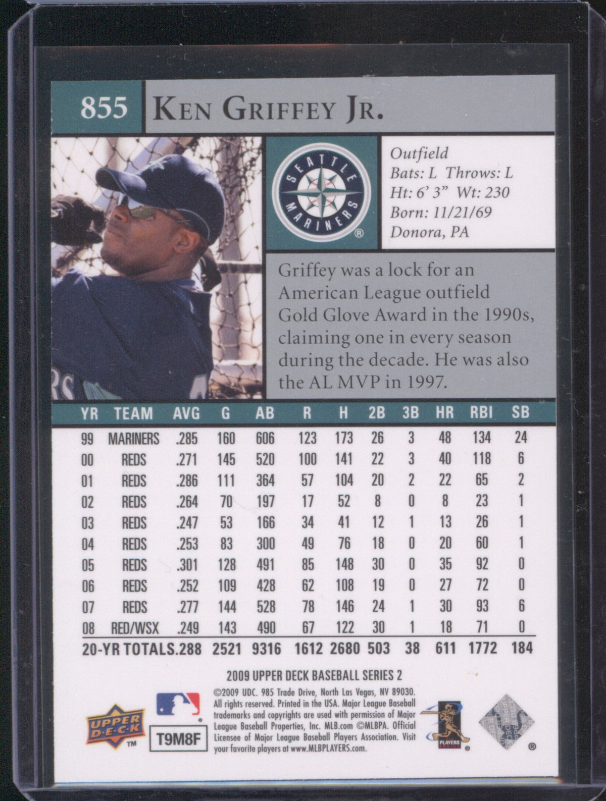 Ken Griffey Jr. 2009 Upper Deck Baseball Series 2 Gold #855 /99