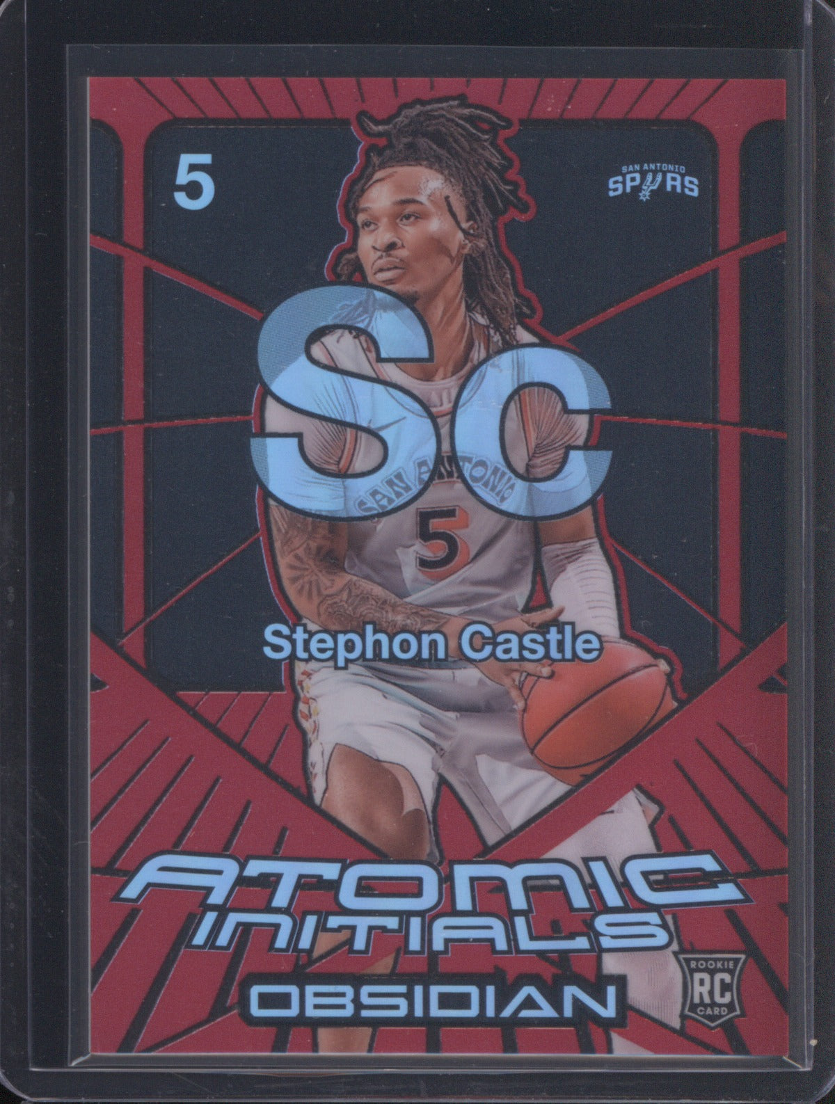 Stephon Castle 2024-25 Panini Obsidian #2 Atomic Initials Electric Red Rookie