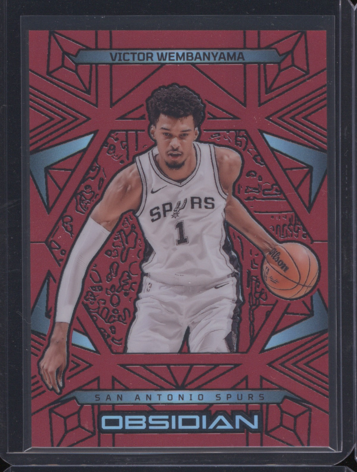 Victor Wembanyama 2024-25 Panini Obsidian #59 Electric Etch Red Flood
