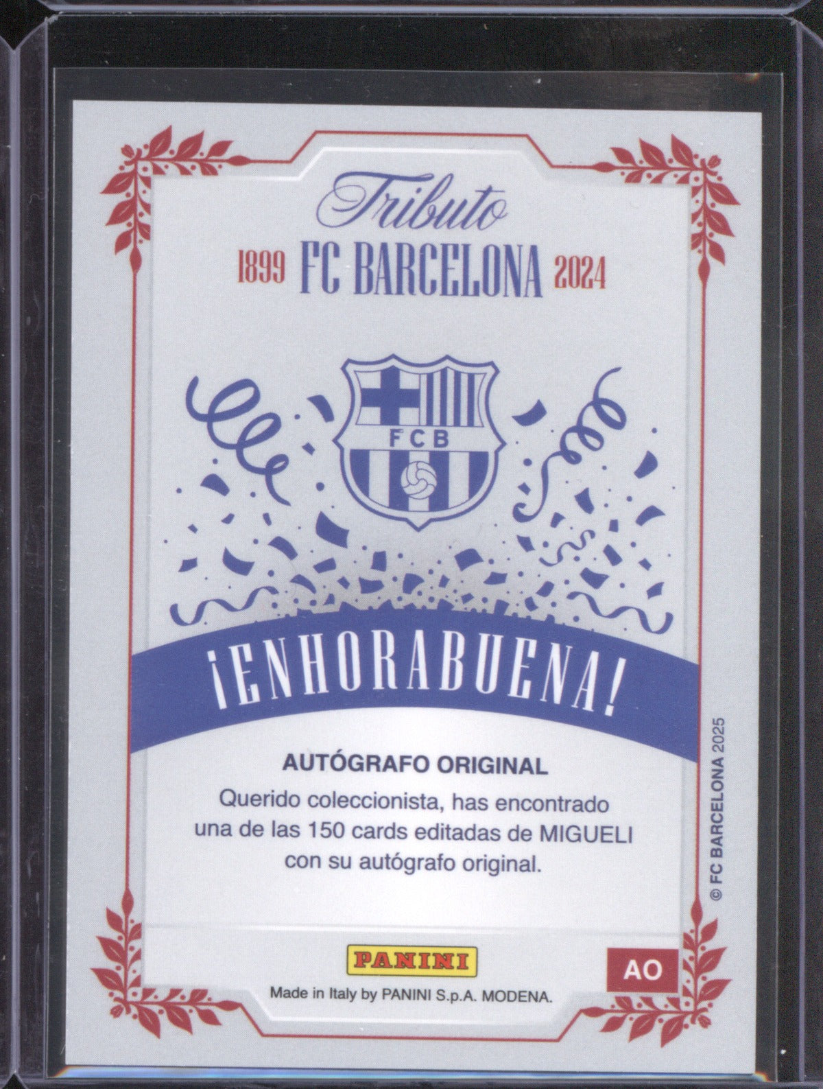 Migueli 2024 Panini FC Barcelona Tributo Auto AO