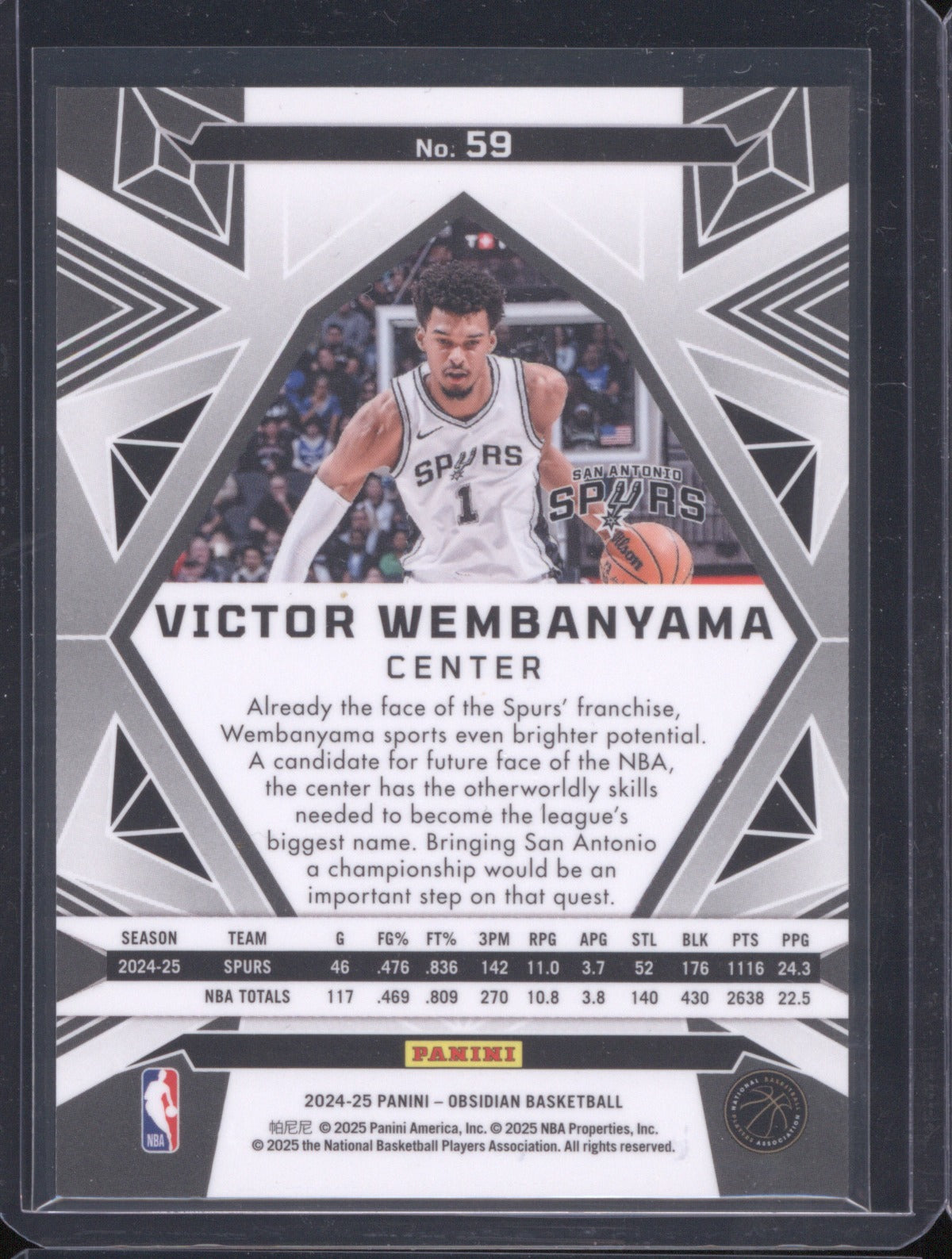 Victor Wembanyama 2024-25 Panini Obsidian #59 Electric Etch Red Flood