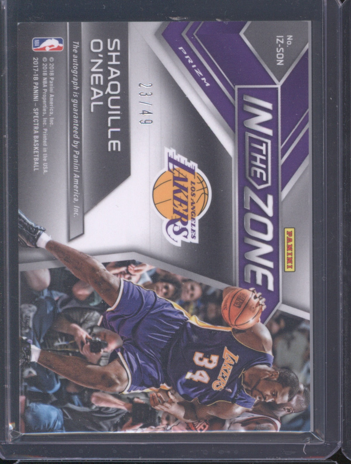 Shaquille O'Neal 2017-18 Panini Spectra #IZ-SON In The Zone Auto /49