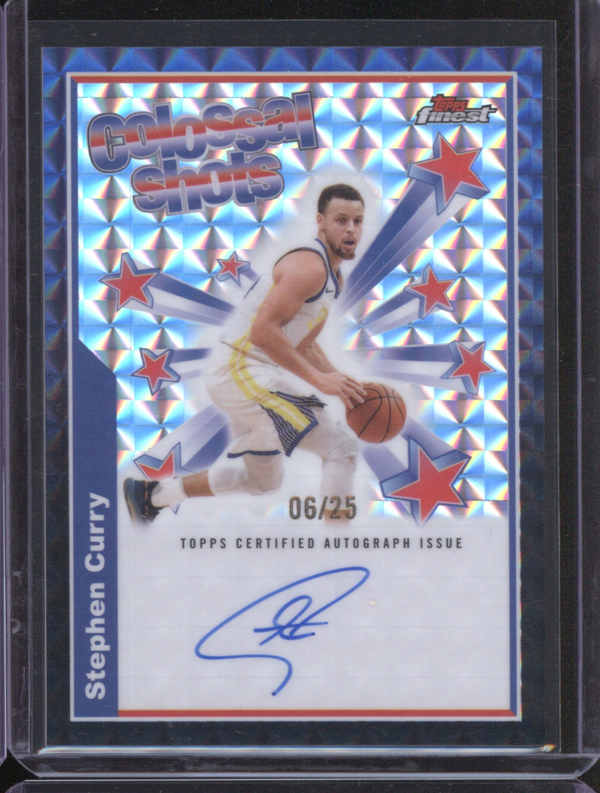 Stephen Curry 2024-25 Topps Finest Colossal Shots Black Geometric Auto /25