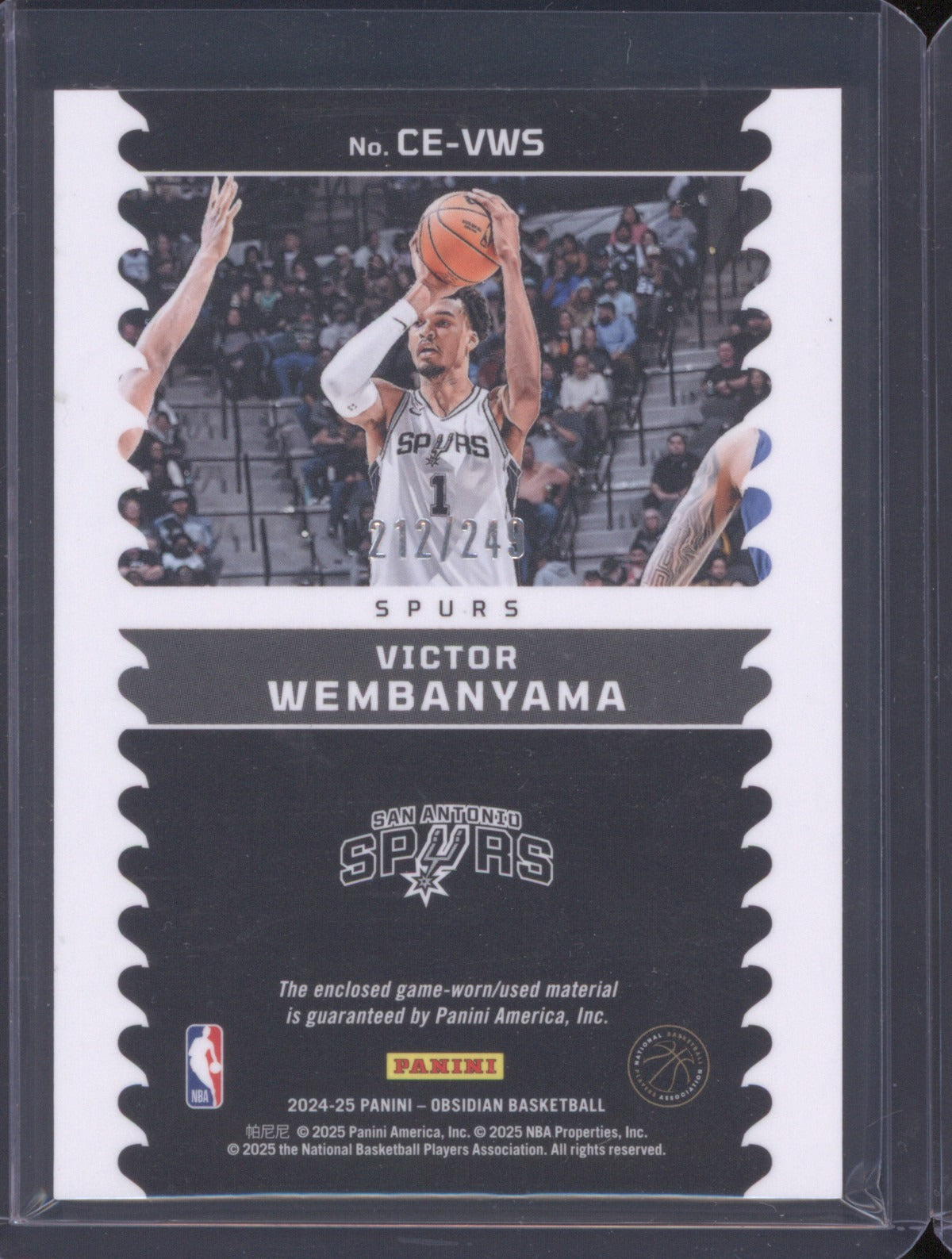 Victor Wembanyama 2024-25 Panini Obsidian #CE-VWS Cutting Edge /249