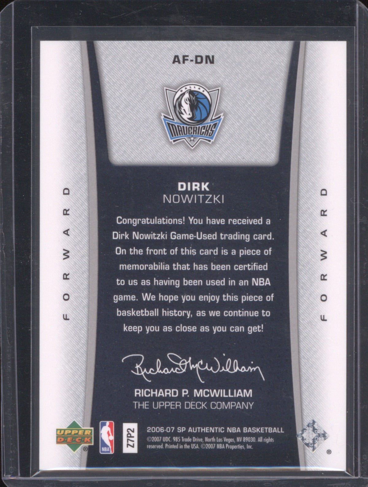 Dirk Nowitzki 2006-07 Upper Deck SP Authentic #AF-DN