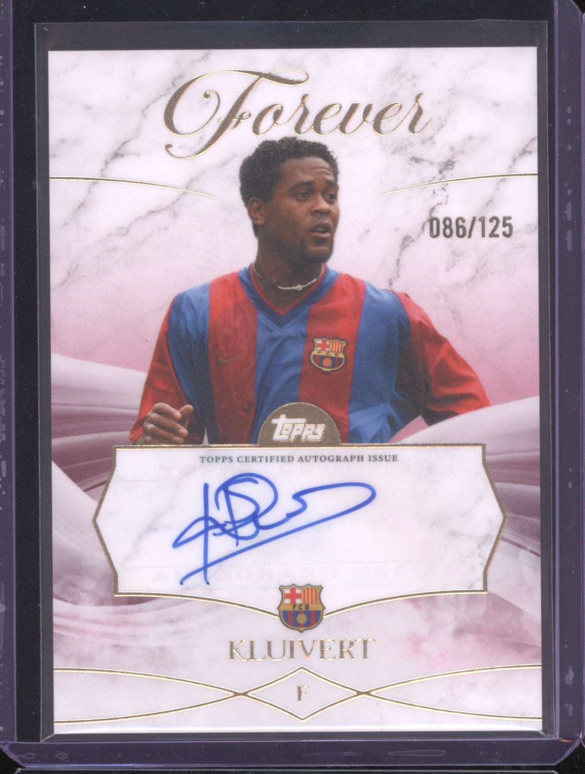2025 Topps Forever Barcelona Patrick Kluivert 086/125 Pink Auto