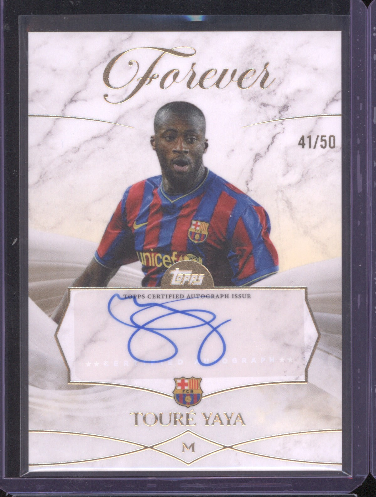 2025 Topps Touré Yaya Barcelon Forever 41/50 Gold Auto