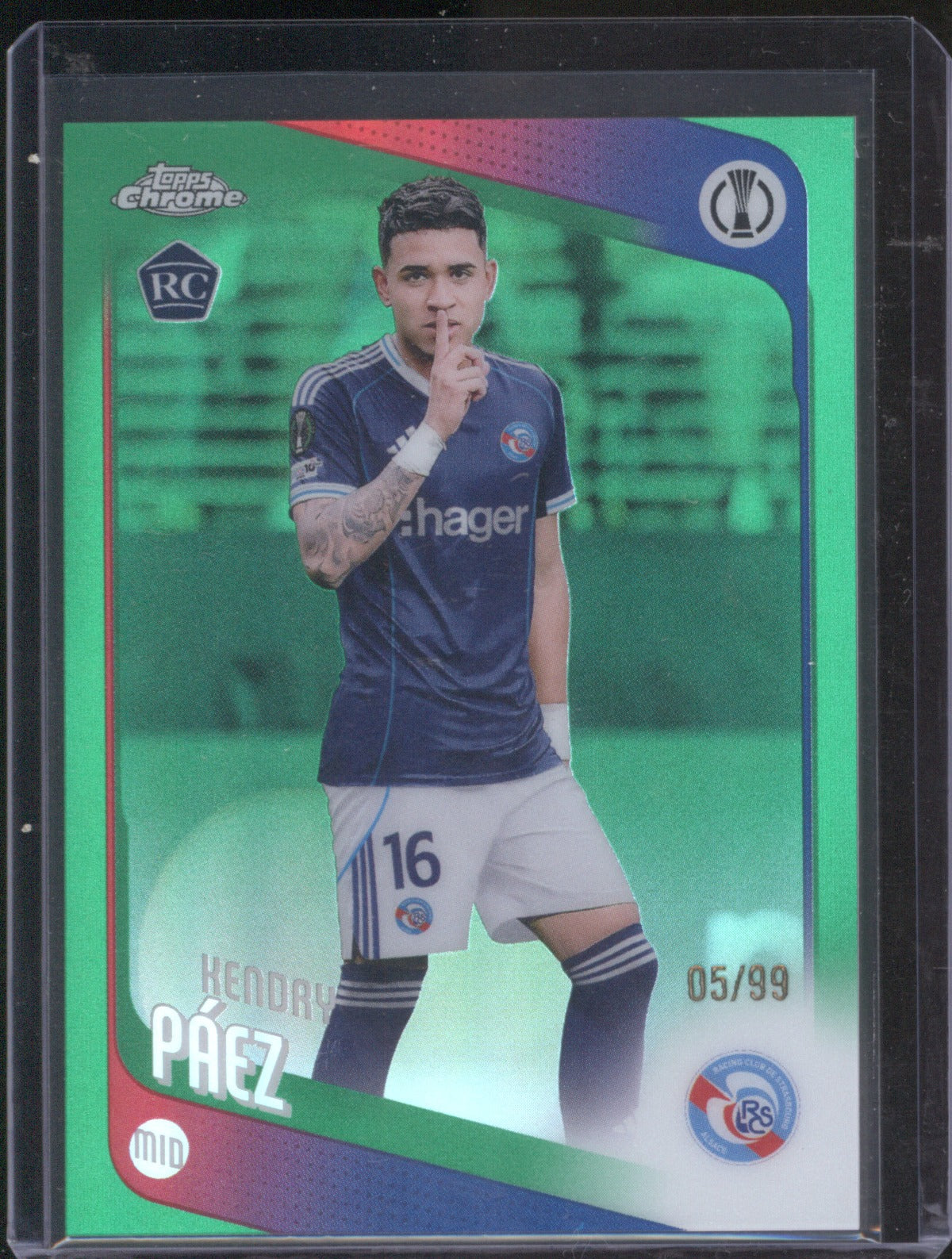 2025 Topps Chrome UEFA Club Competitions Kendry Páez RC Green 5/99