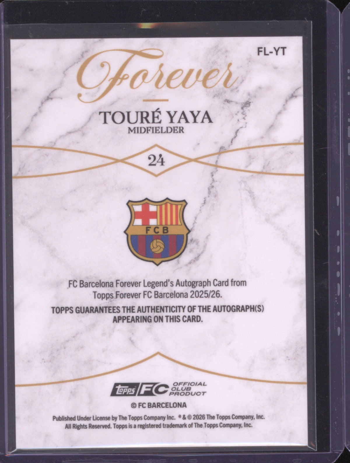 2025 Topps Touré Yaya Barcelon Forever 41/50 Gold Auto