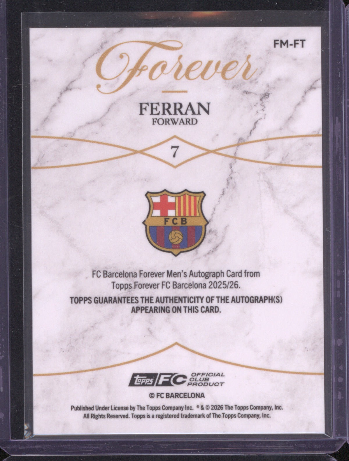 2025 Topps Ferran Torres Forever Base Auto