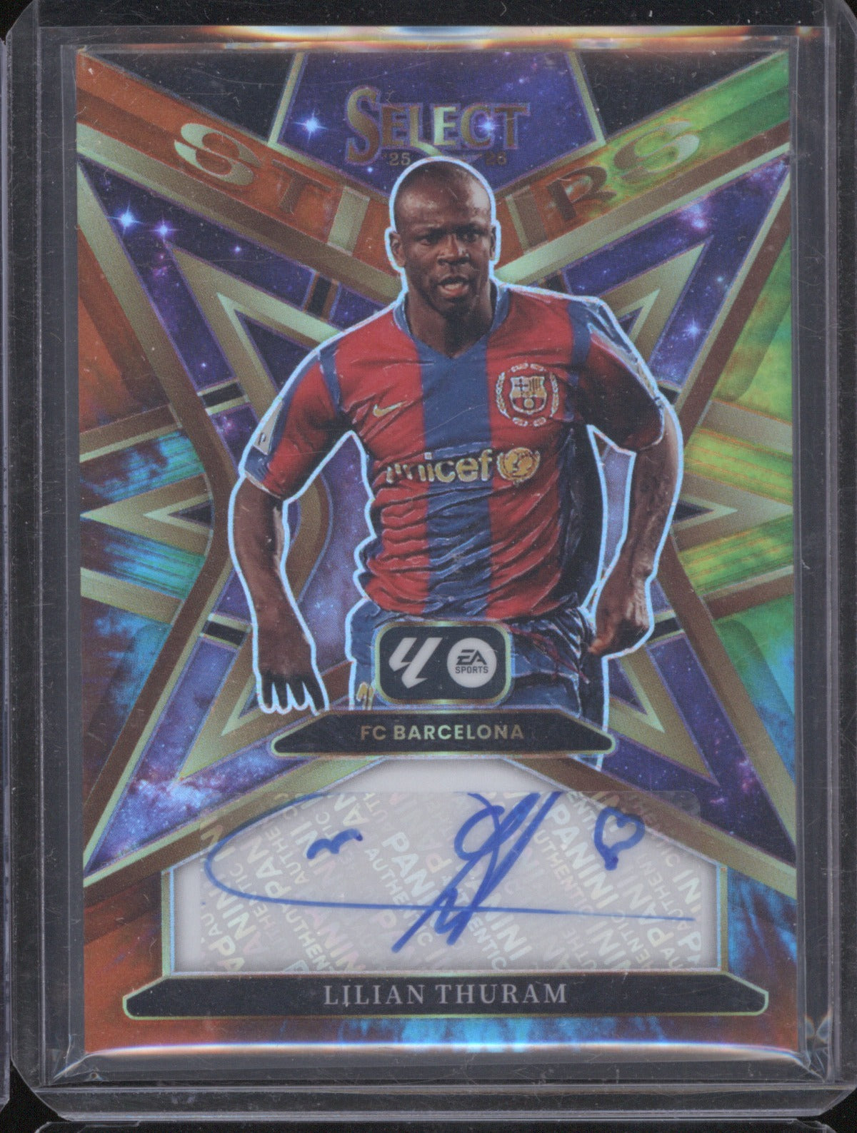 2025 Panini Select La Liga Lilian Thuram Stars Auto Tie-Dye 4/10