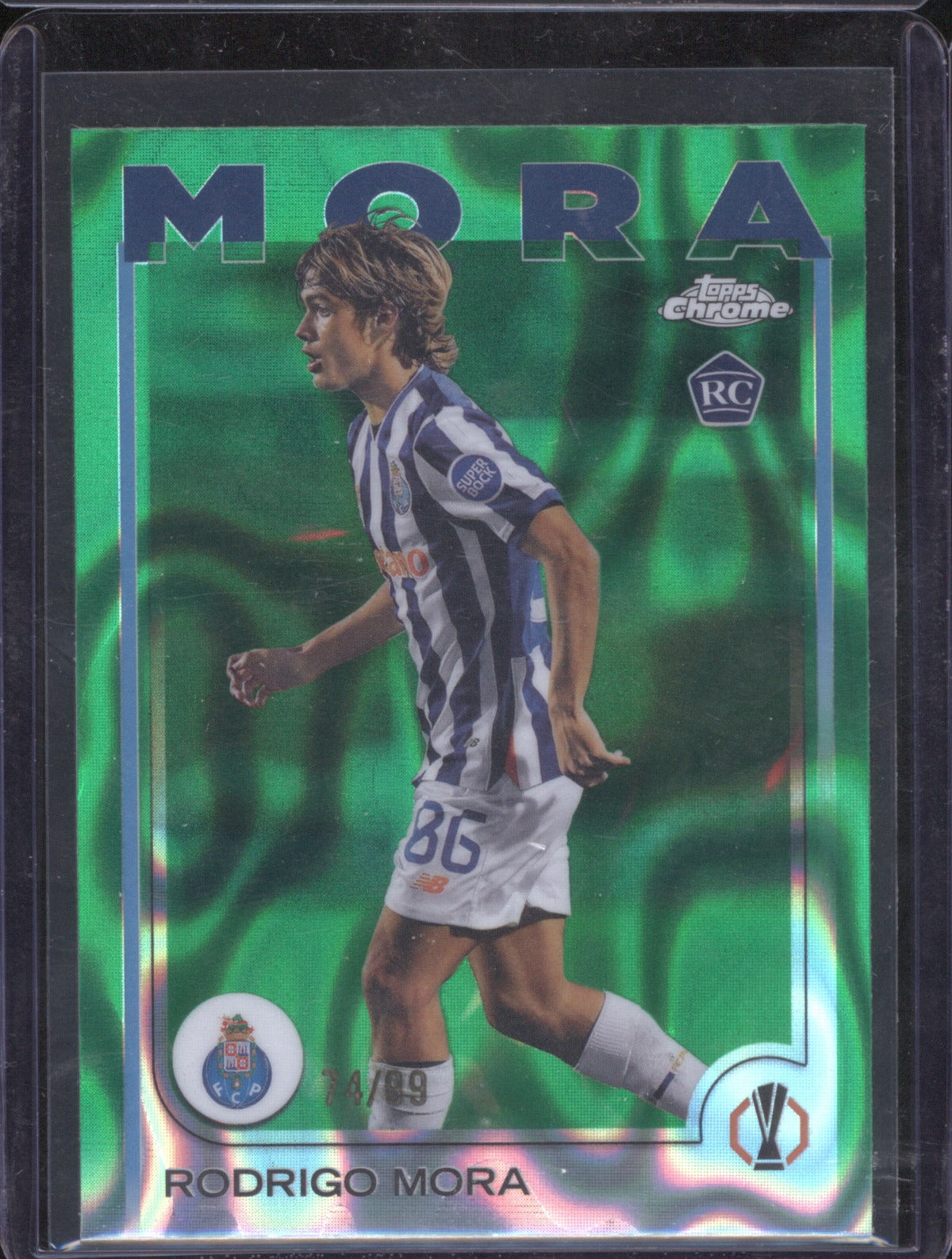 2024 Topps Chrome UEFA Club Competitions Rodrigo Mora Green Lava RC 74/99