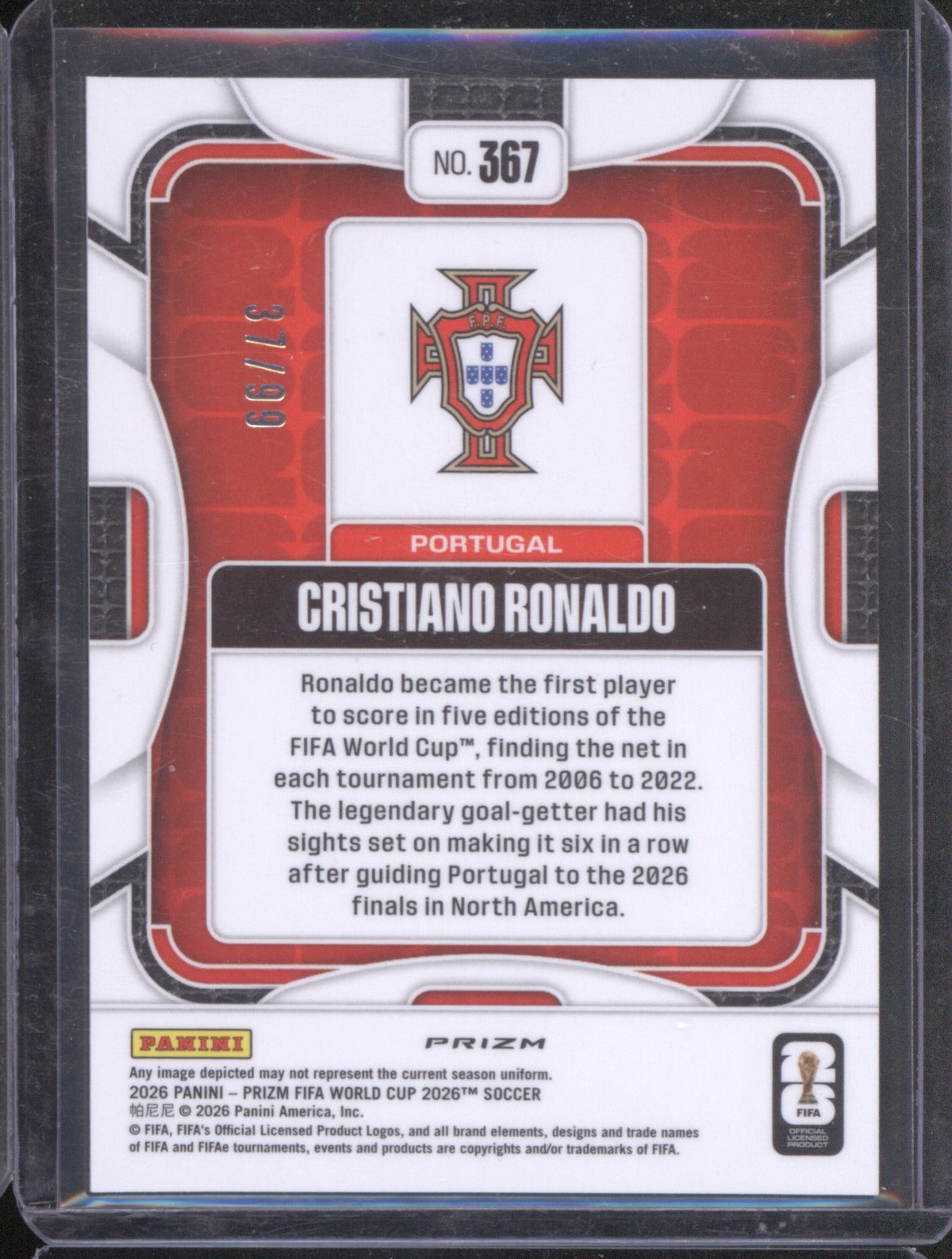2026 Panini FIFA World Cup Cristiano Ronaldo Teal Wave 37/99