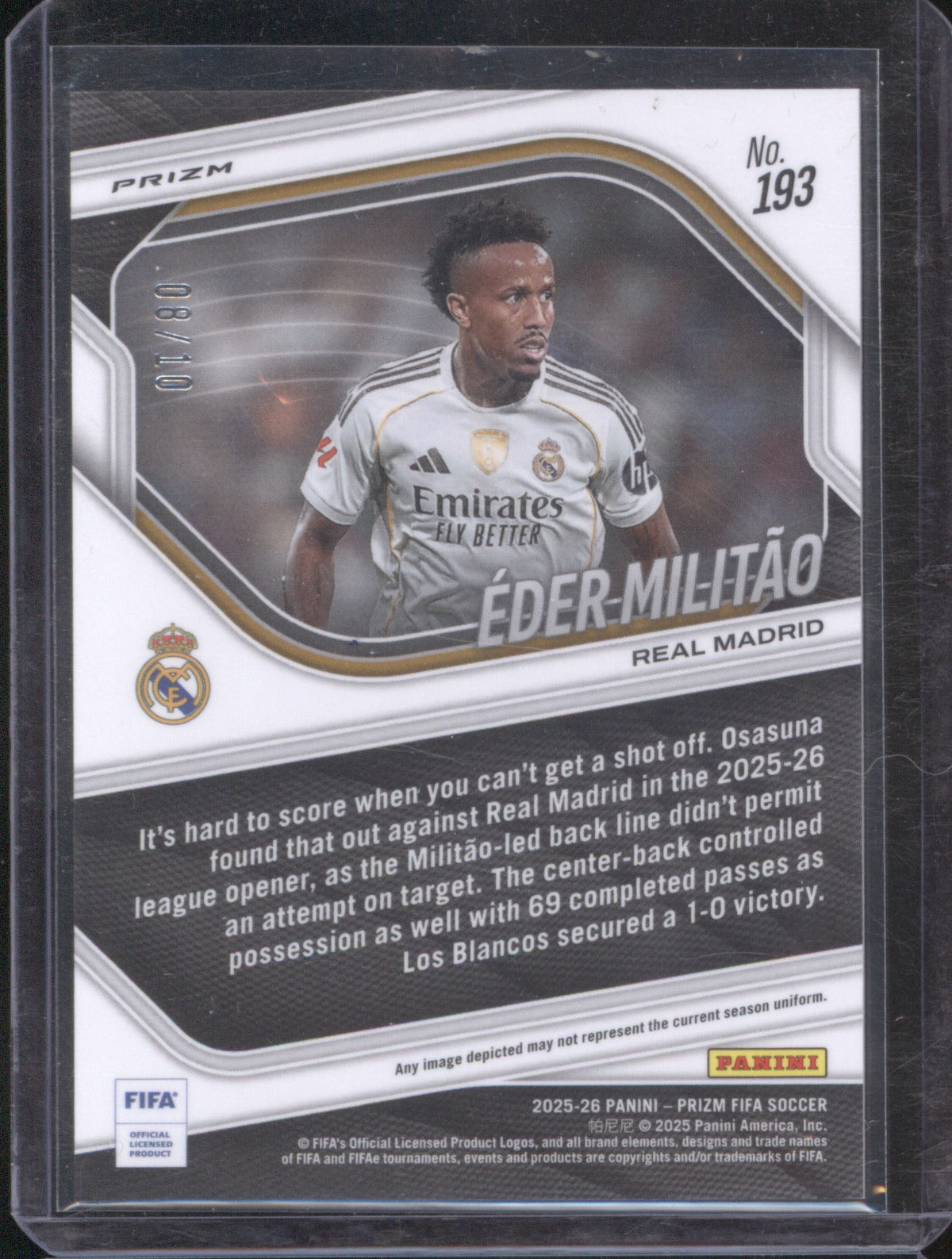 2025 Panini Prizm FIFA Éder Militão #193 Gold Pulsar 8/10