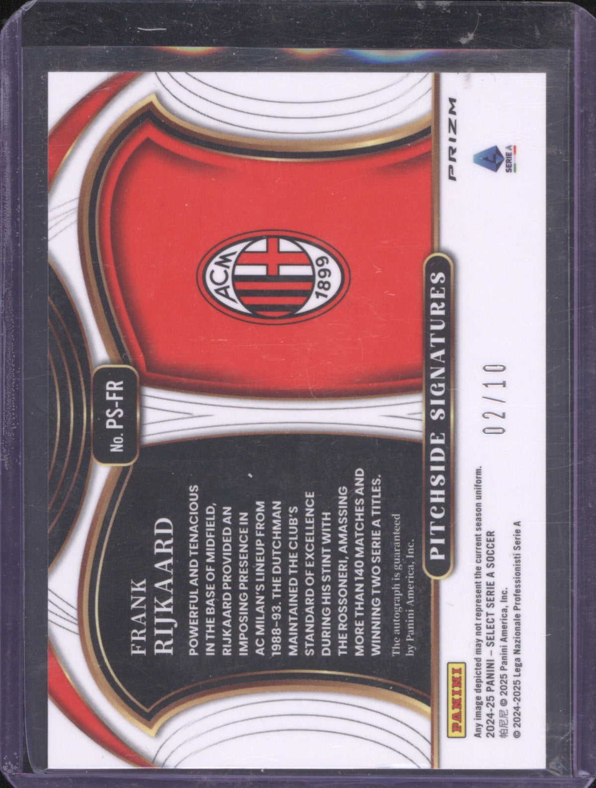 2024 Panini Select Frank Rijkaard #PS-FR Pitchside Signatures Gold 2/10