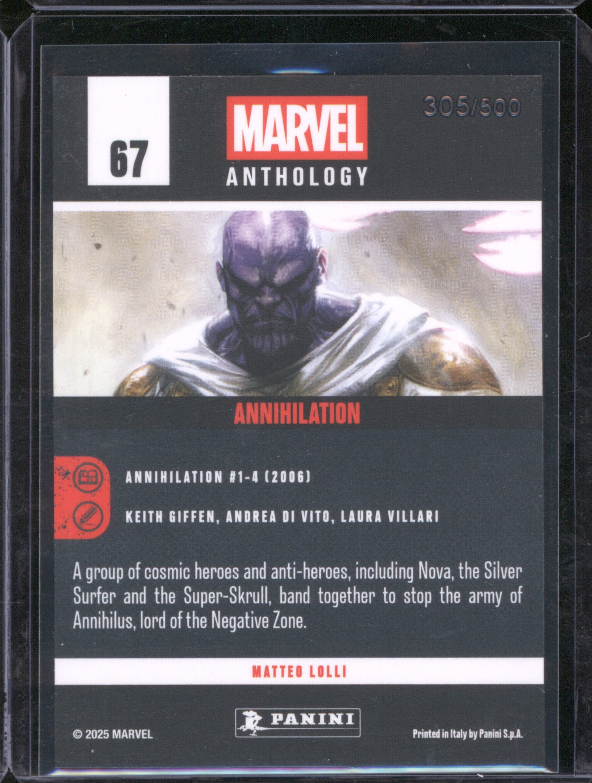2025 Panini Marvel Anthology 67 Annihilation Holo /500