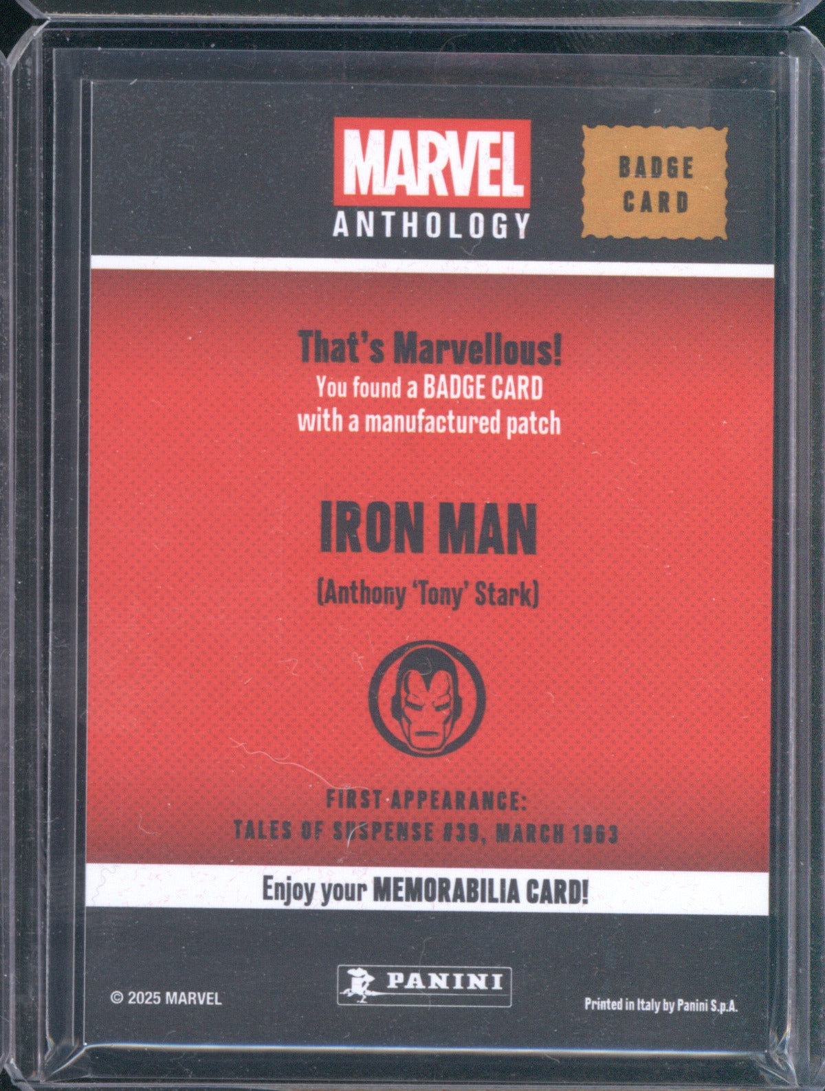 Iron Man Badge 2025 Panini Marvel Anthology