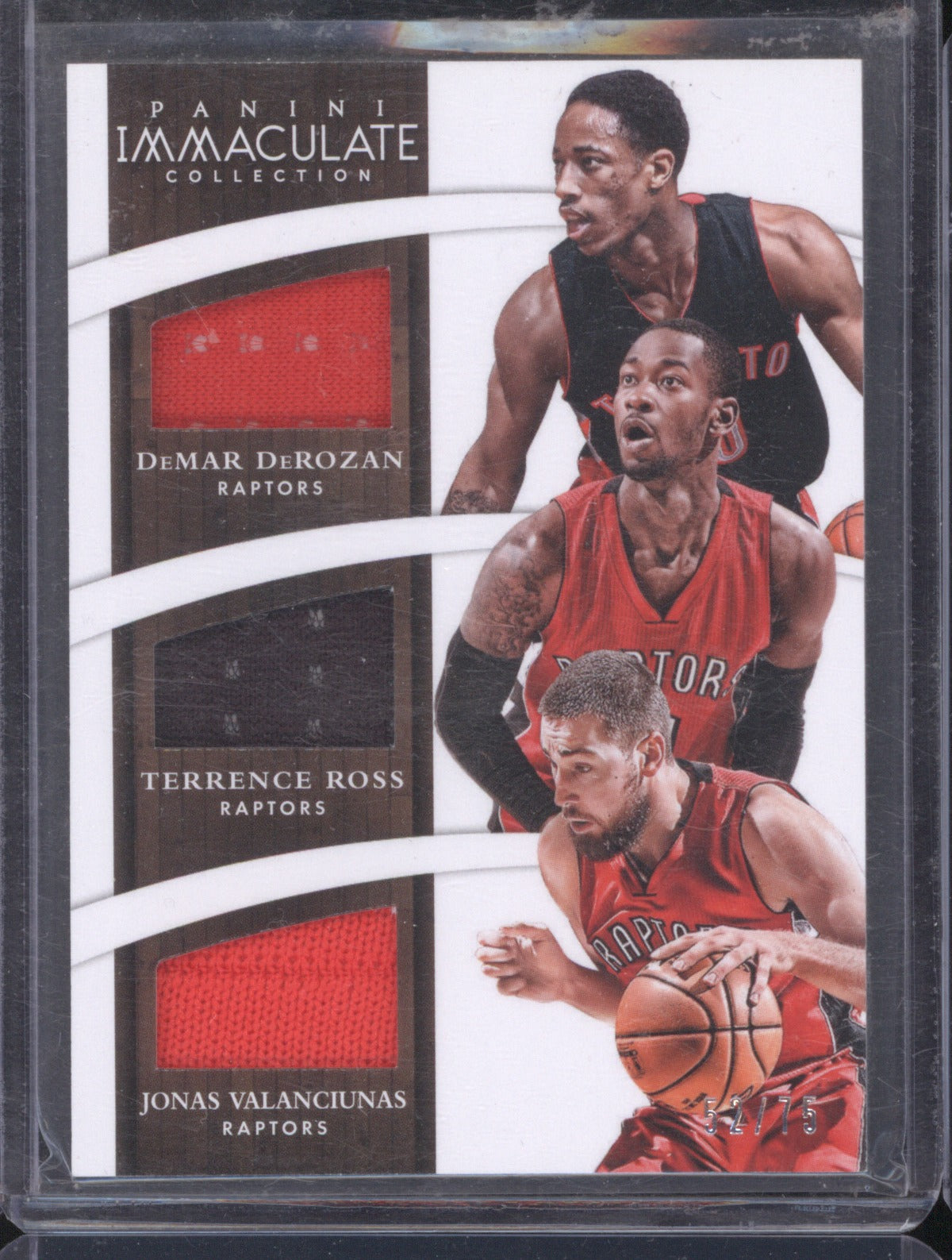 2014-25 Panini Immaculate T-TOR DeRozan Ross Valanciunas Trios Relics /75