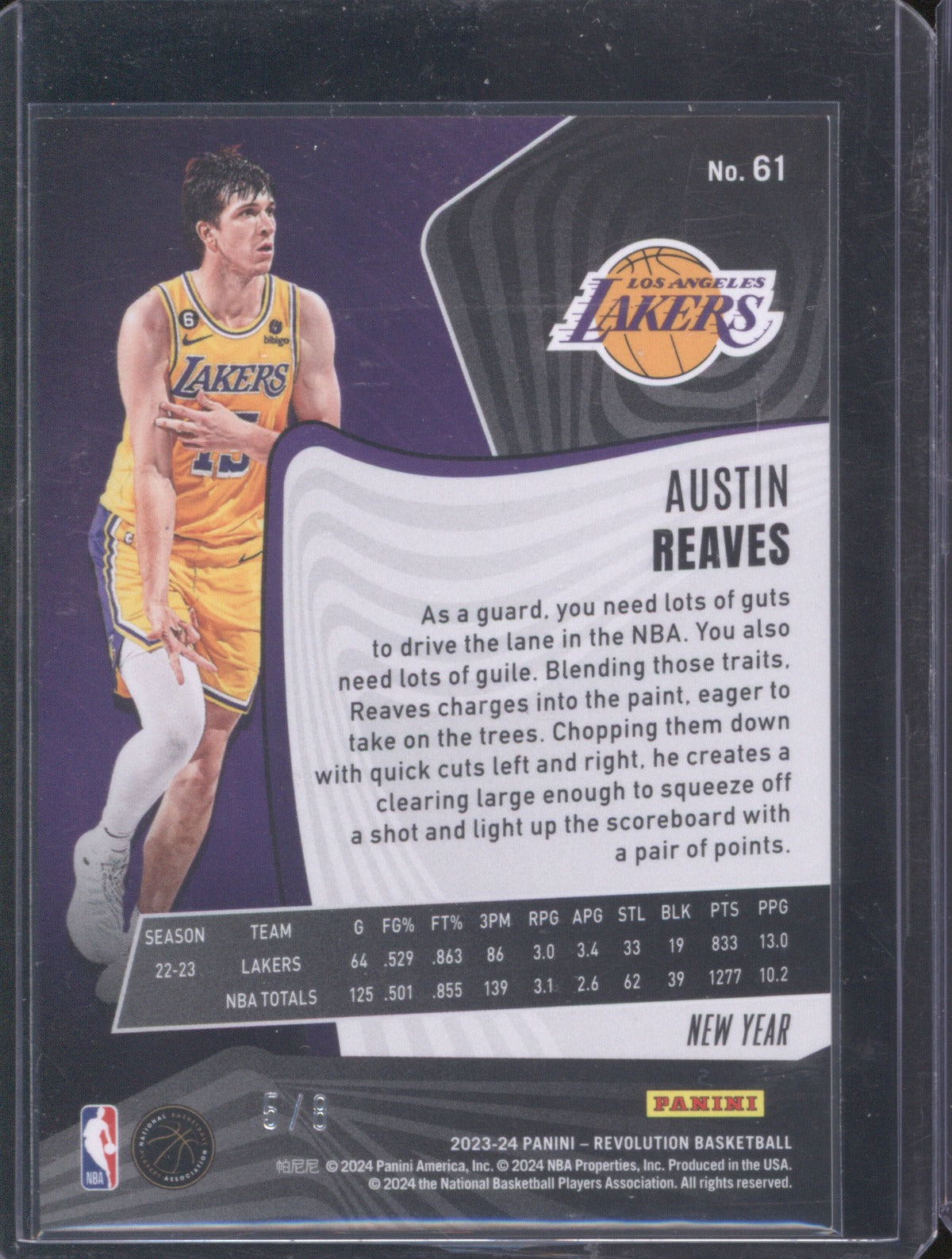 2023-24 Panini Revolution 61 Austin Reaves New Year 5/8 Los Angeles Lakers