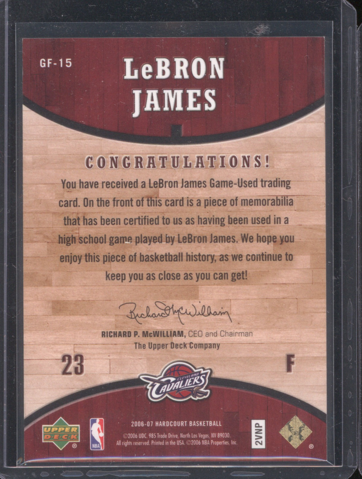 2006-07 Upper Deck Hardcourt LeBron James GF-17 Game Used Floor