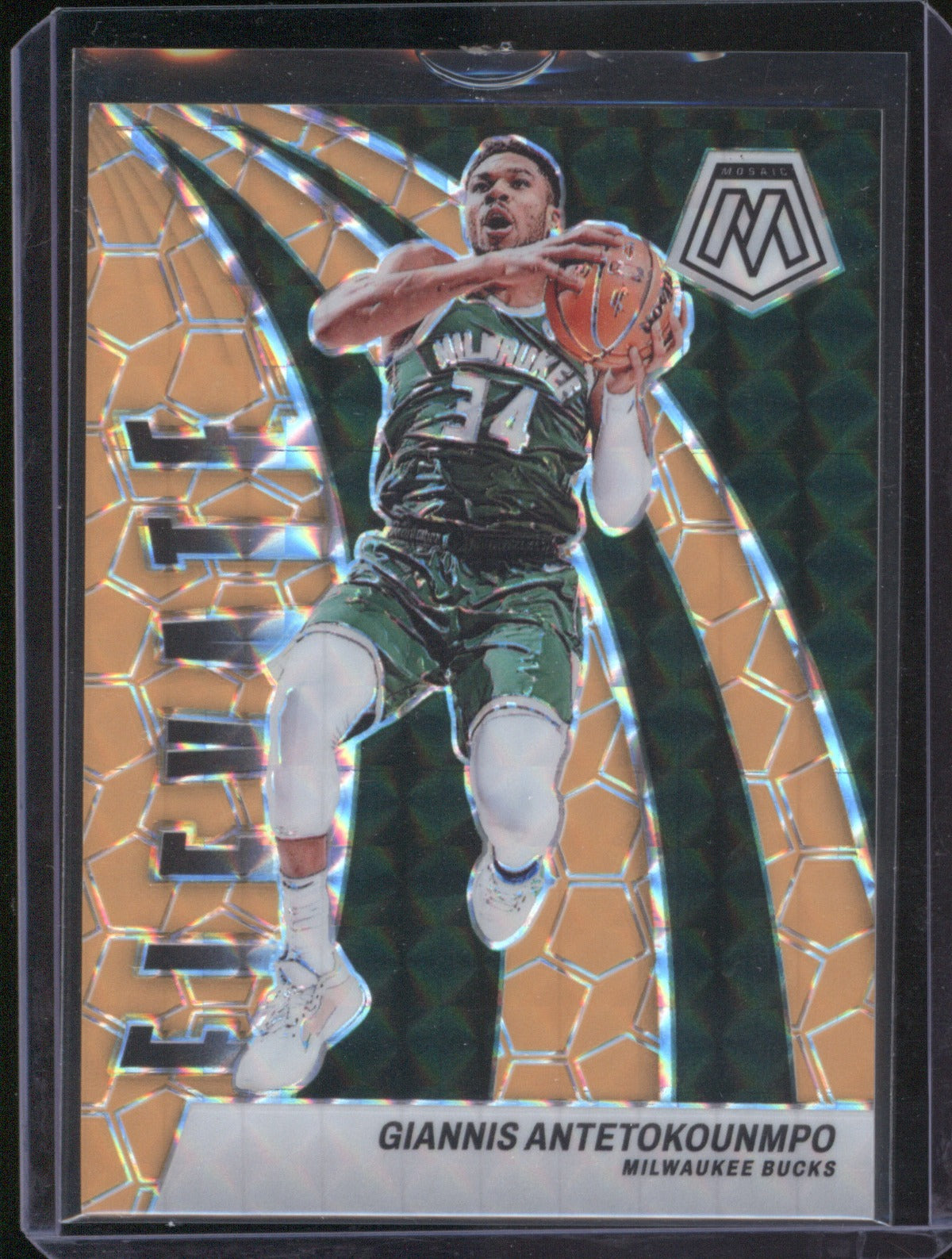 2023-24 Panini Mosaic 12 Giannis Antetokounmpo Elevate Orange Flurorescent /25