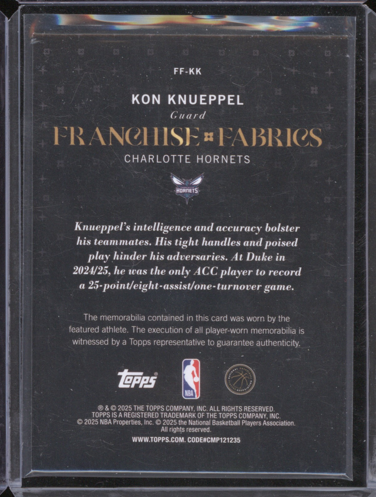 2025-26 Topps FF-KK Kon Knueppel Franchise Fabrics RC