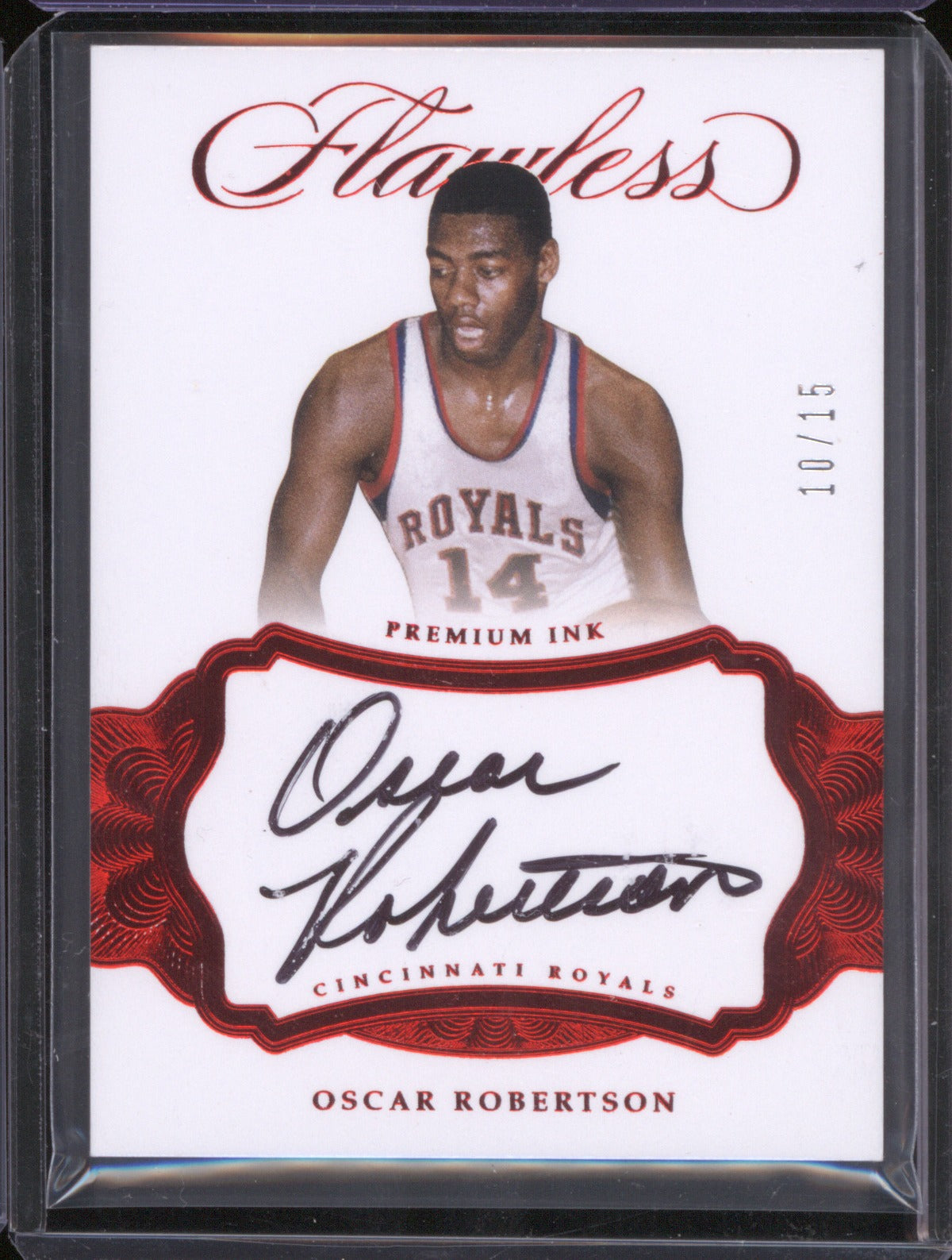 2016-17 Panini Flawless PI-OR Oscar Robertson Premium Ink Ruby /15