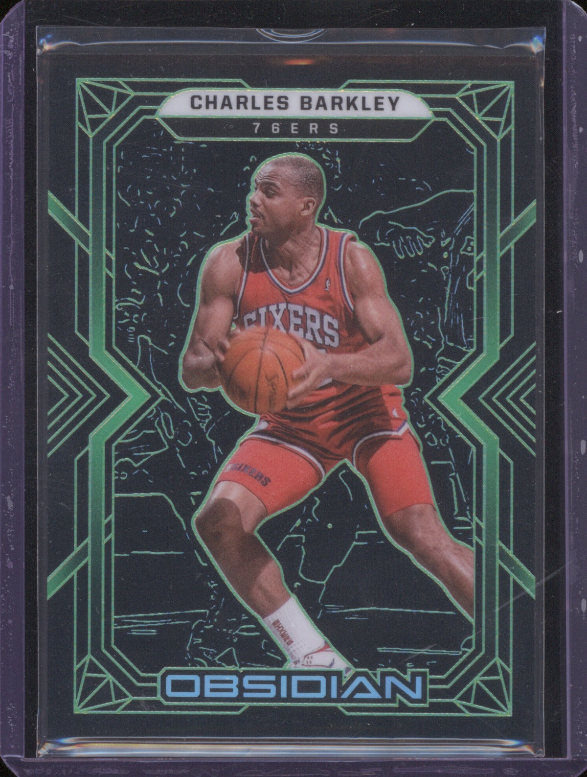 2021-22 Panini Obsidian 136 Charles Barkley Electric Etch Green /25
