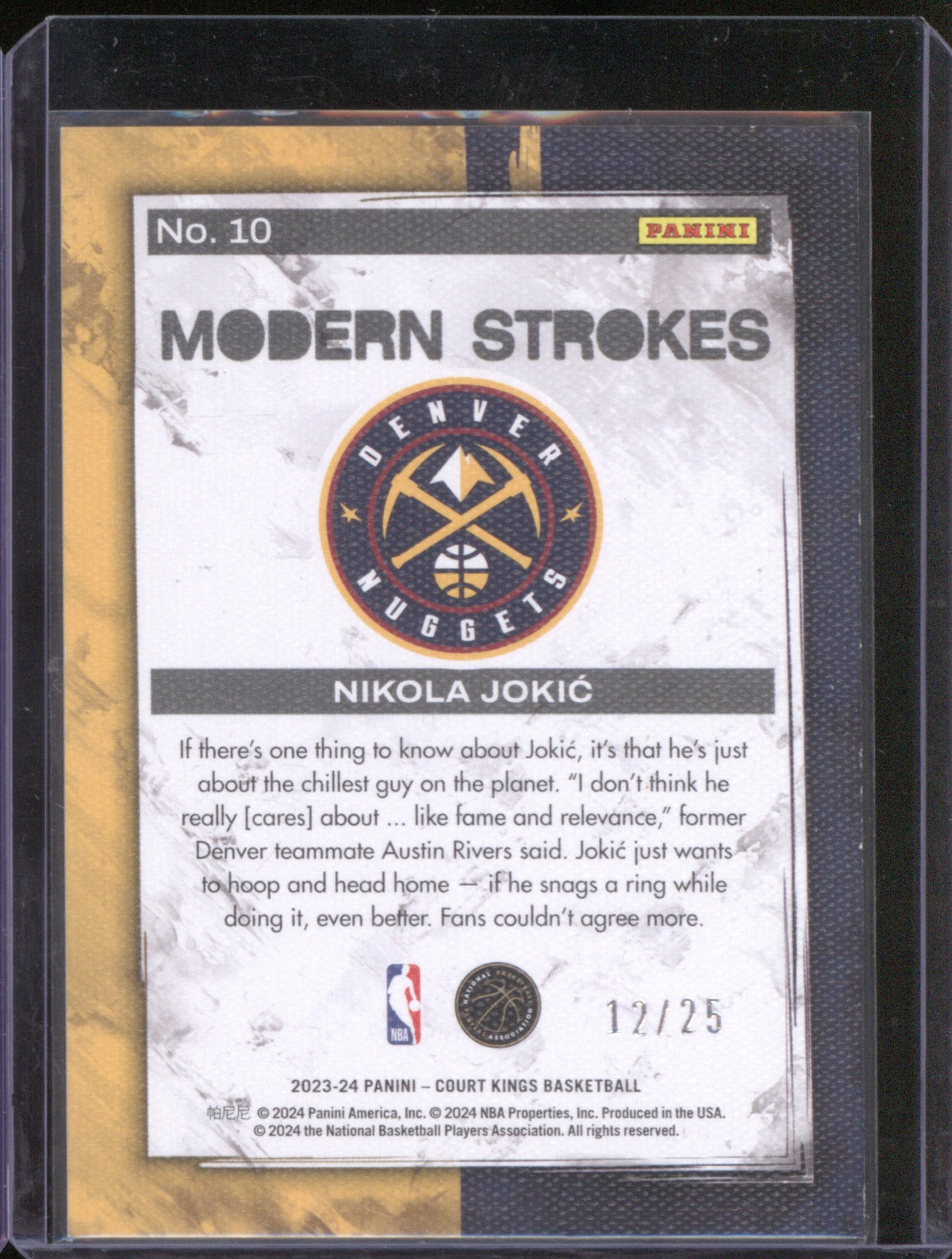2023-24 Panini Court Kings 10 Nikola Jokic Modern Strokes Jade /25