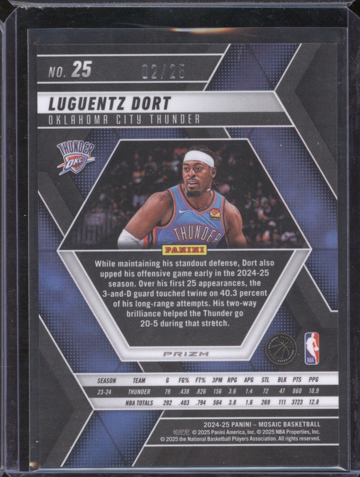 2024-25 Panini Mosaic 25 Luguentz Dort Spectris Blue FOTL /25