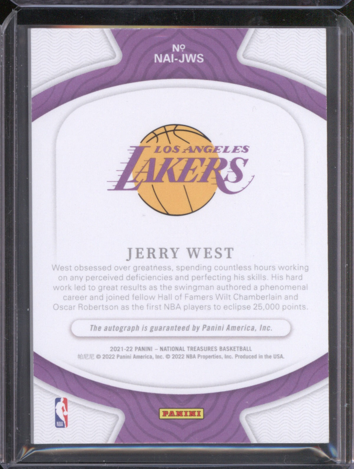 2021-22 Panini National Treasures NAI-JWS Jerry West National Archives Ink /49