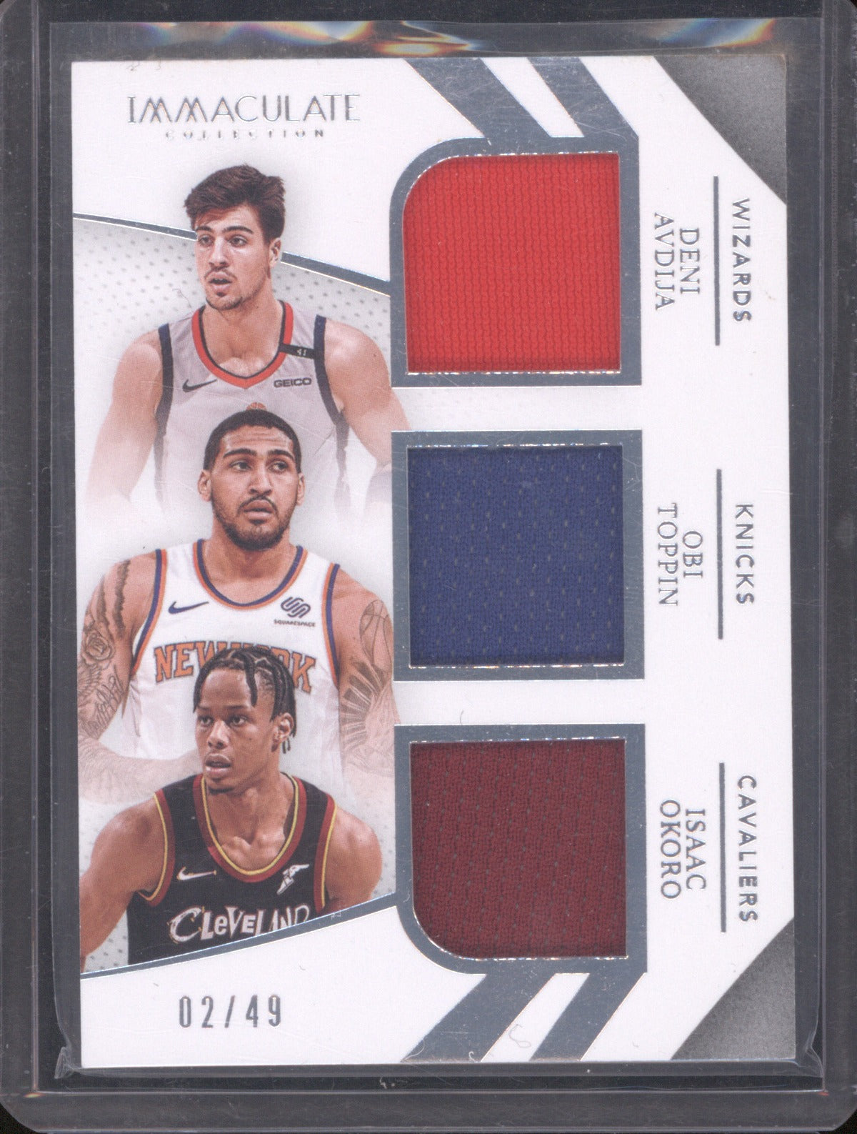 2020 Panini Immaculate Avdija Toppin Okoro Remarkable Rookie Jersey Triple /49
