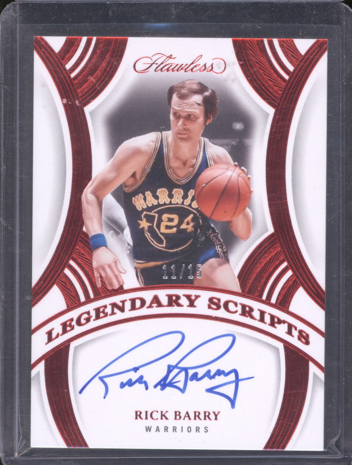 2024-25 Panini Flawless LSC-RBA Rick Barry Legendary Scripts Ruby /15