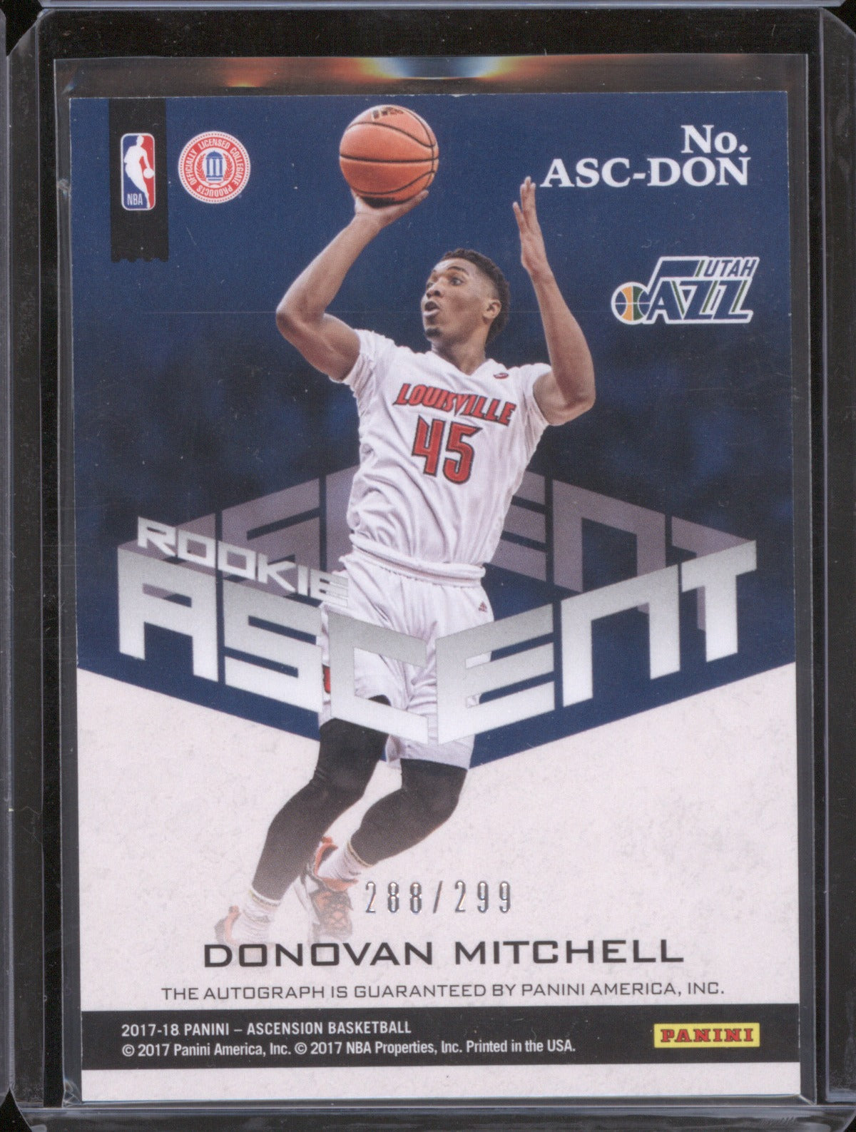 2017-18 Panini Ascension ASC-DON Donovan Mitchell Rookie Ascent Auto /299