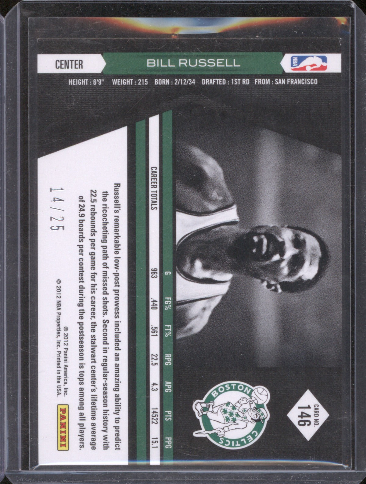 2011-12 Panini Limited 146 Bill Russell Legend /25
