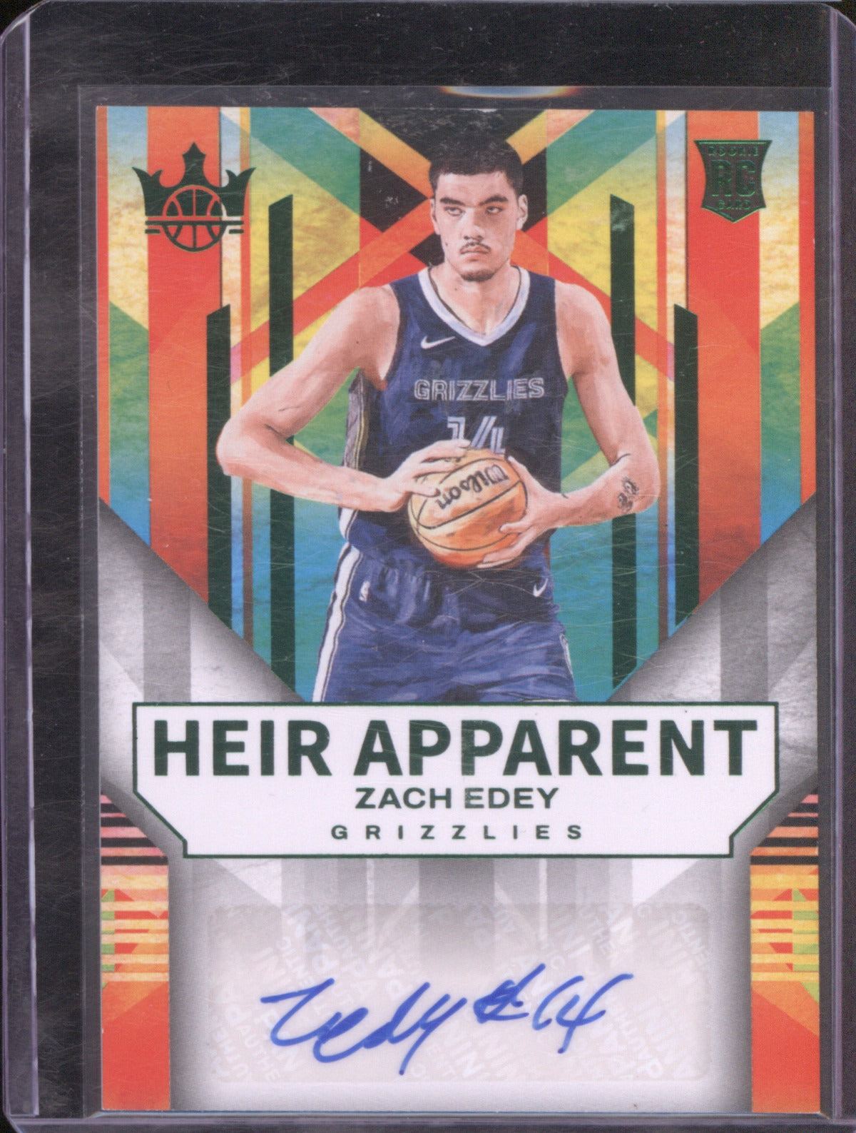 2024-25 Panini Court Kings HA-EDY Zach Edey Heir Apparent Auto Jade RC