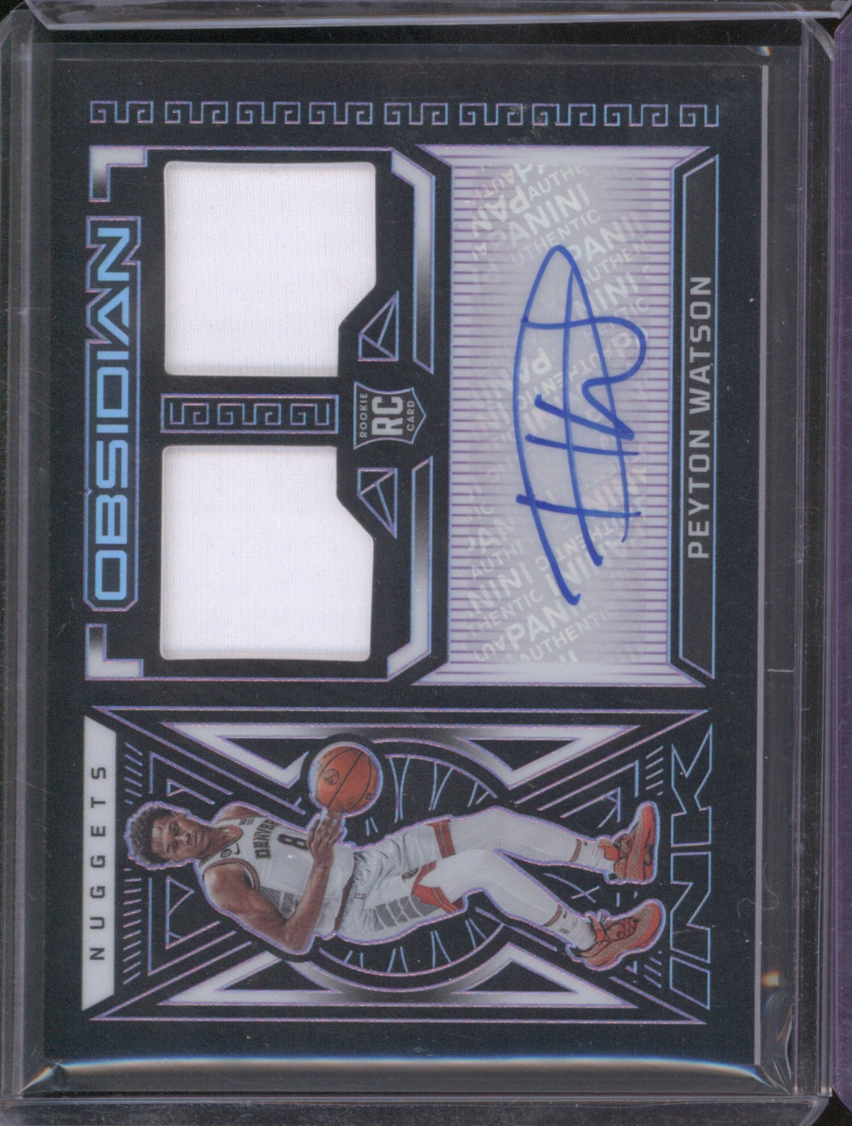 2022-23 Panini Obsidian Peyton Watson Rookie Jersey Ink Electric Etch Purple /75