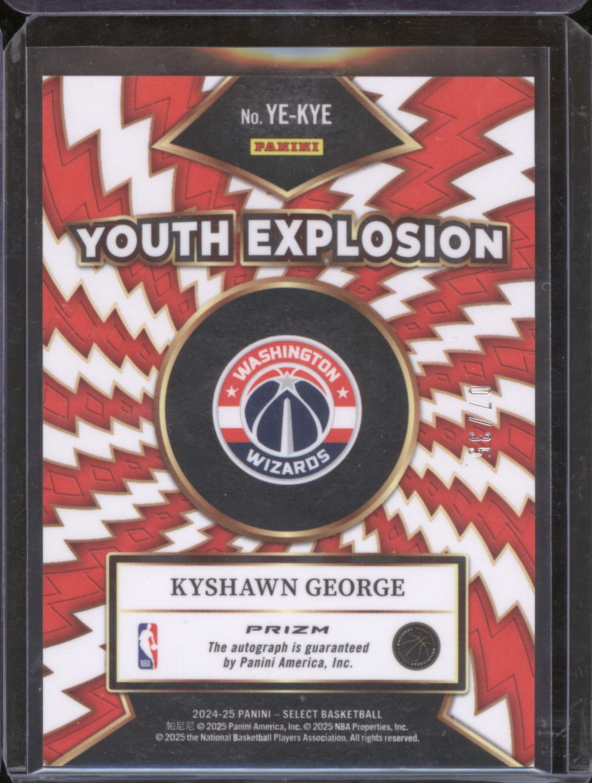 2024-25 Panini Select YE-KYE Kyshawn George Youth Explosion Auto Green Mojo /35