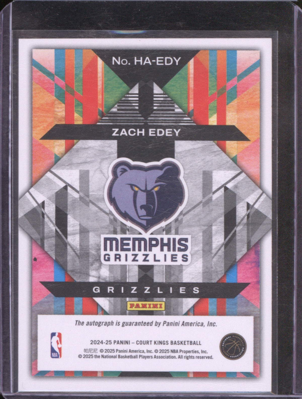 2024-25 Panini Court Kings HA-EDY Zach Edey Heir Apparent Auto Jade RC