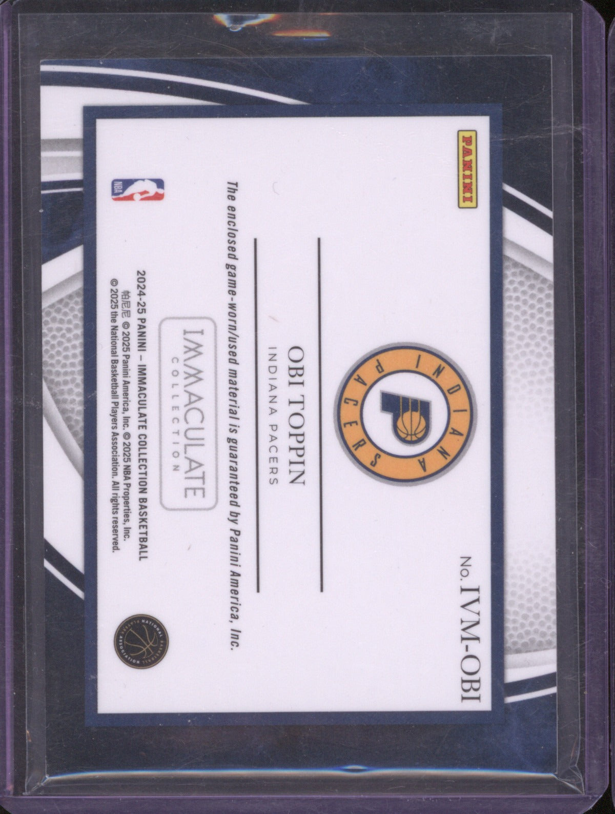 2024-25 Panini Immaculate IVM-OBI Obi Toppin Veteran Memorabilia International
