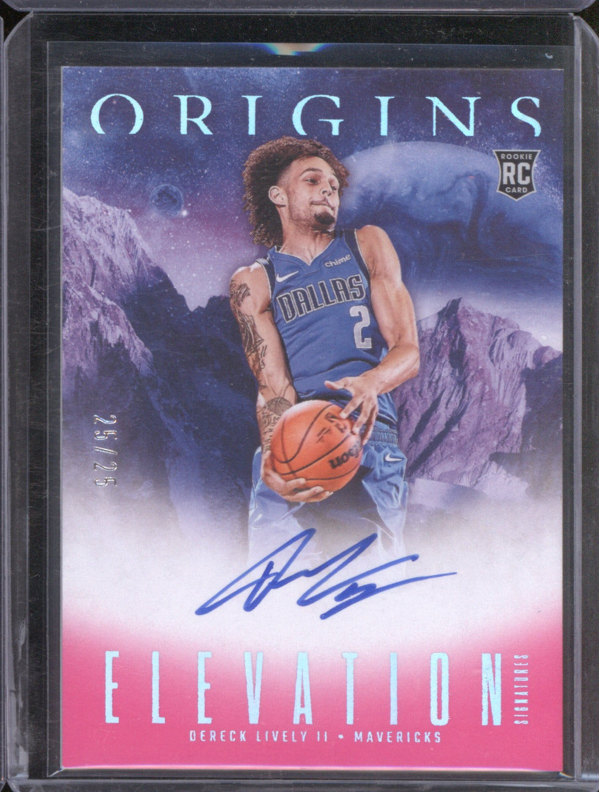 2023-24 Panini Origins ES-DLM Dereck Lively II Elevation Signatures Pink /25 RC
