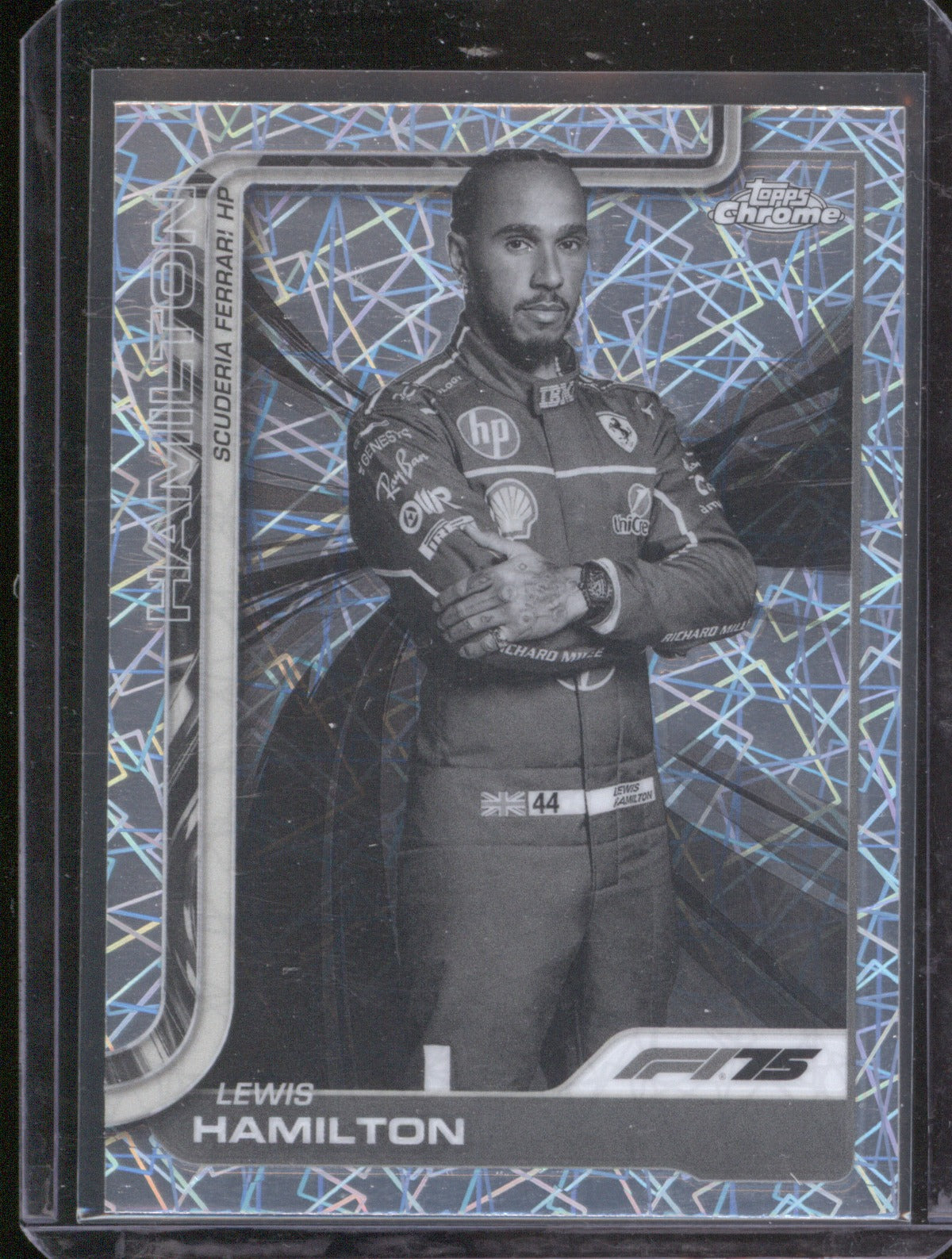 2025 Topps Chrome Formula 1 Lewis Hamilton Black & White Lazer Refractor