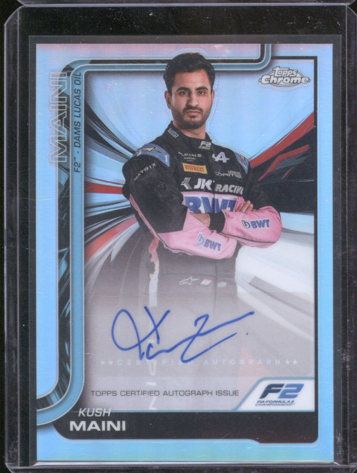 2025 Topps Chrome Formula 1 Kush Maini Refractor Auto F2 Dams