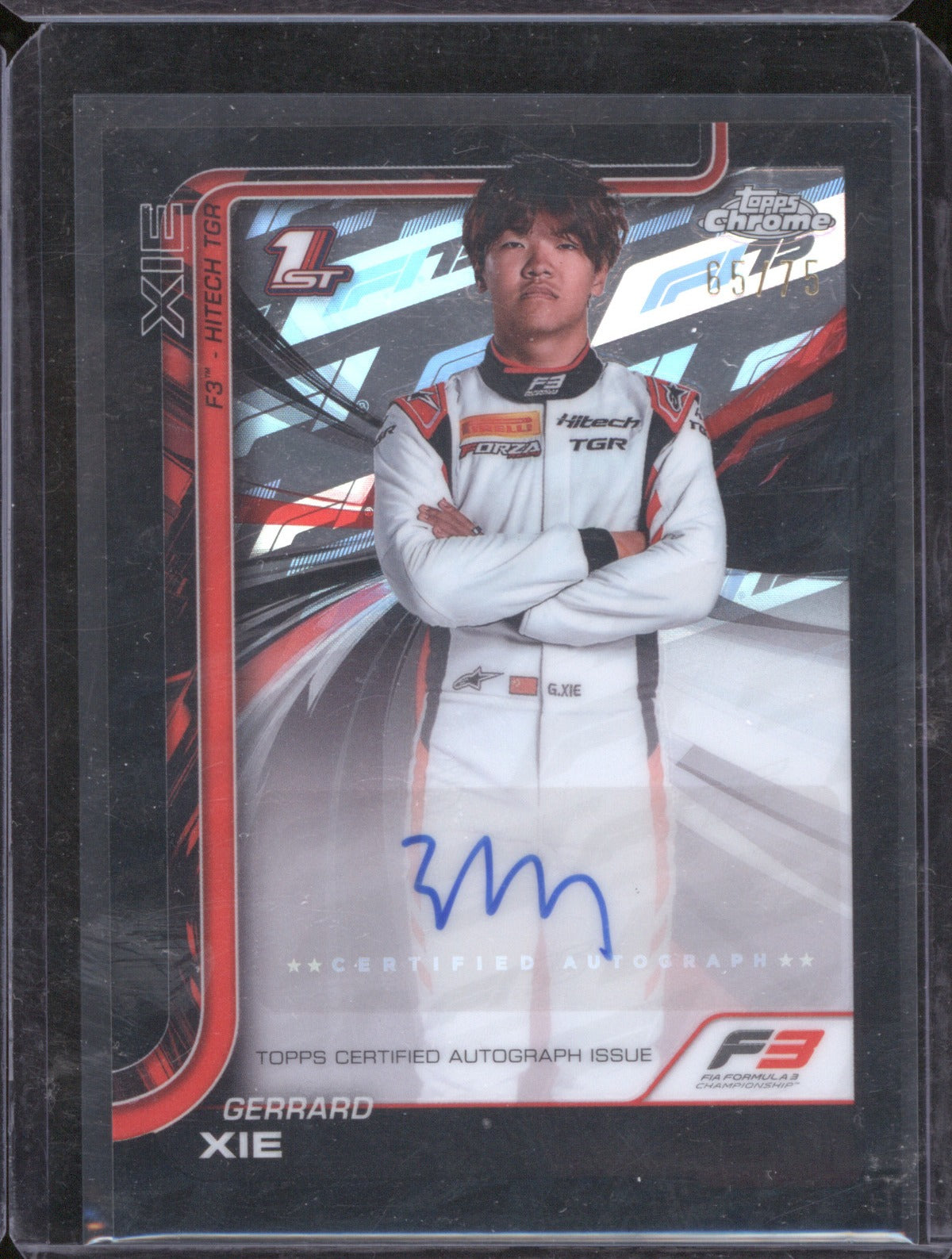 2025 Topps Chrome Formula 1 Gerrard Xie Auto 75th Anniversary 65/75